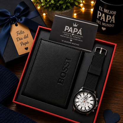 Kit Caballero Elite™  Reloj Premium + Cartera de Cuero GRATIS (Promoción Especial Día del Padre)